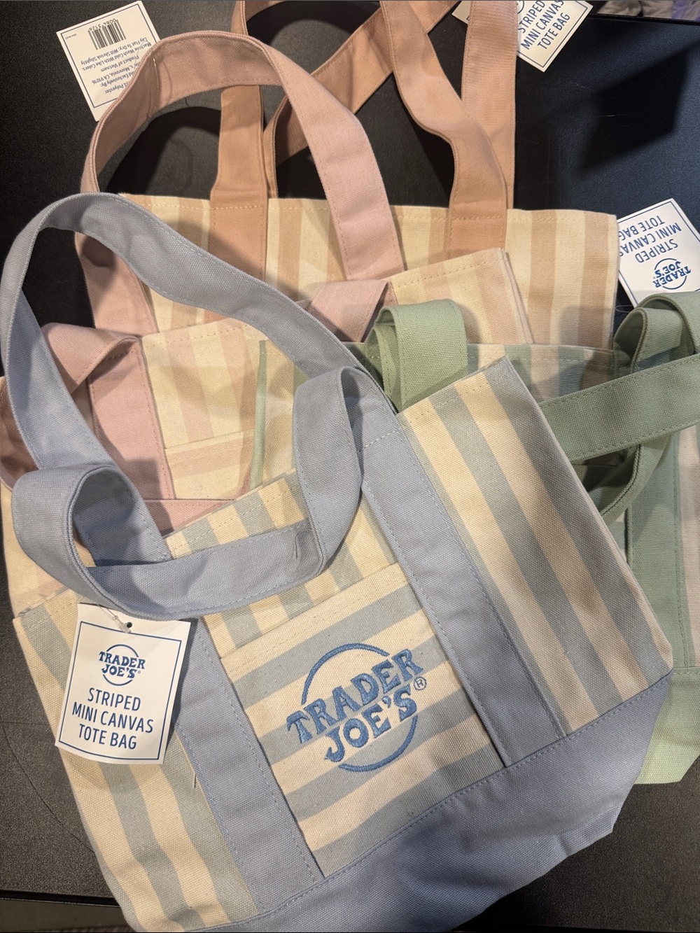 Trader Joe’s Striped Mini Canvas Tote Bag Set (4)